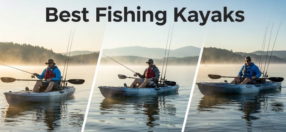 Angler standing on a stable fishing kayak in open water